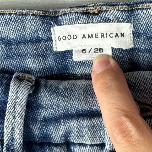 Good American Good Legs Destroyed Hem High Rise Distressed Jeans - Picture 5 of 6